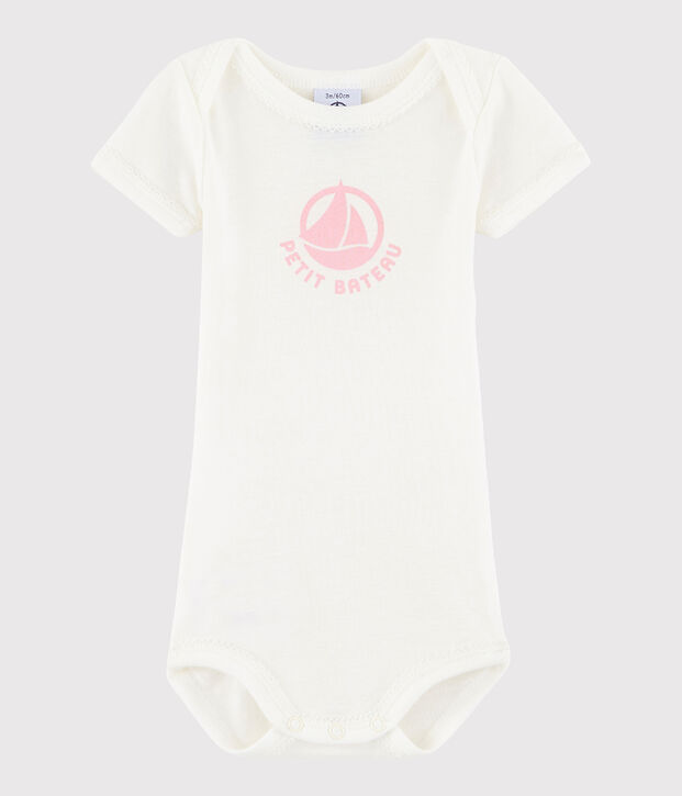 Rompertje met korte mouwen babymeisje wit