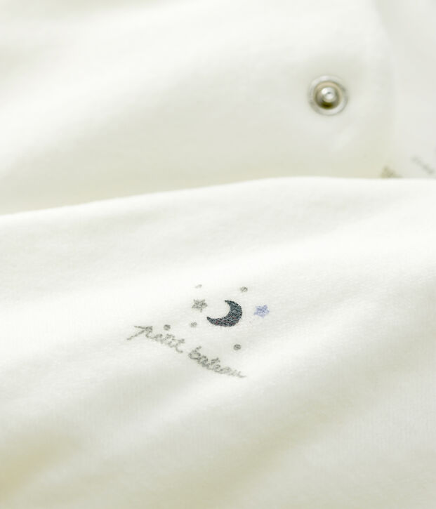 Gigoteuse b&eacute;b&eacute; en velours de coton biologique blanc
