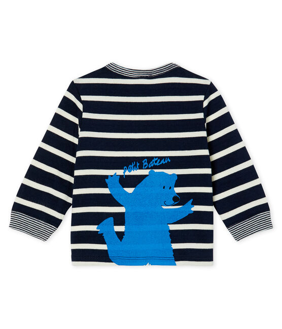 Tee shirt manches longues rayé bébé garçon bleu SMOKING/blanc MARSHMALLOW