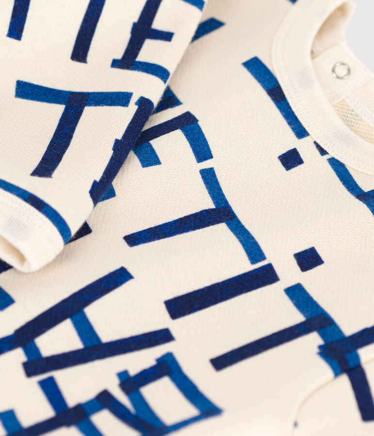 Lang pakje in molton met print voor baby's ecru/multicouleur