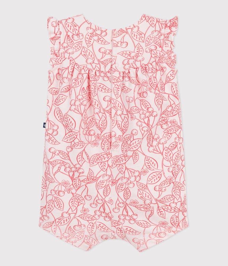 Combicourte b&eacute;b&eacute; en coton sans maches, imprim&eacute;e cerises roses rose/rouge