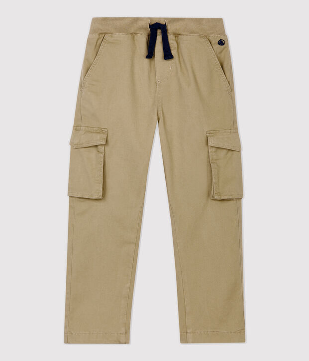 Pantalon regular en gabardine  enfant gar&ccedil;on beige