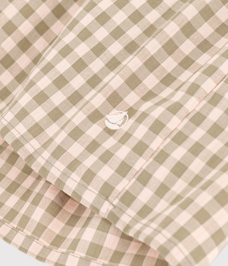 Robe manches courtes en seersucker enfant fille vert/rose