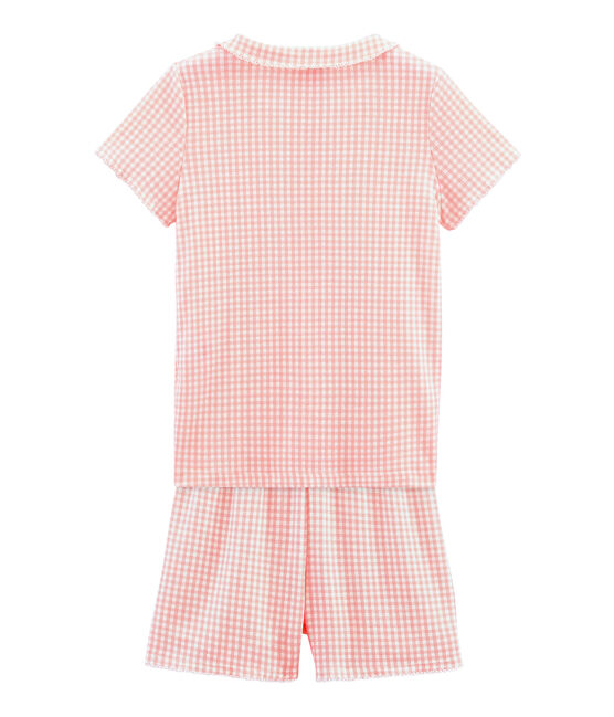 Pyjacourt petite fille en côte blanc MARSHMALLOW/rose ROSAKO