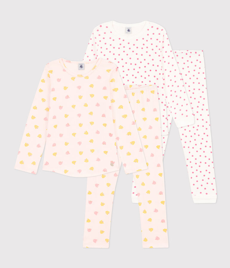 Lot de 2 pyjamas panth&egrave;re et pois petite fille en coton multicouleur
