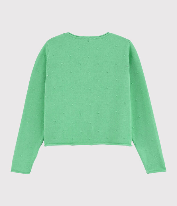 Cardigan en tricot coton enfant fille vert