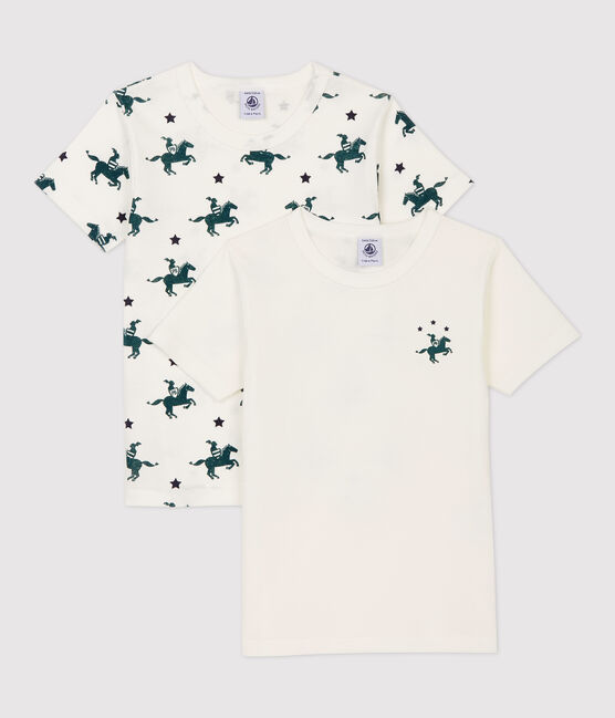 Set van 2 katoenen jongens t-shirts met korte mouwen en ridderprint variante 1