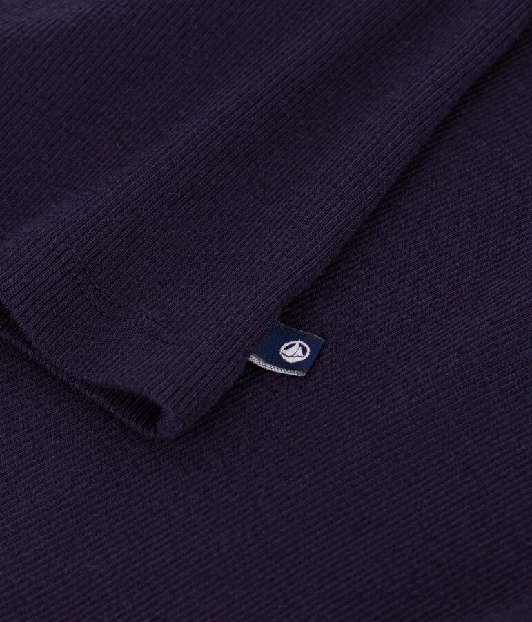 Dames-T-shirt van effen katoen met korte mouwen blauw