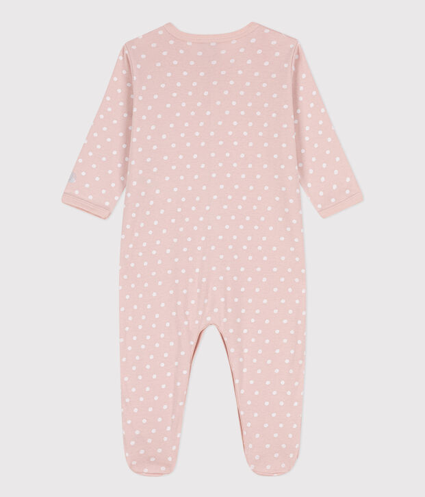Dors-bien pois en coton rose/blanc