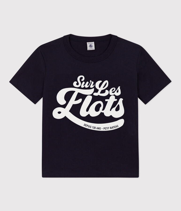 Katoenen T-shirt met korte mouwen voor jongens blauw