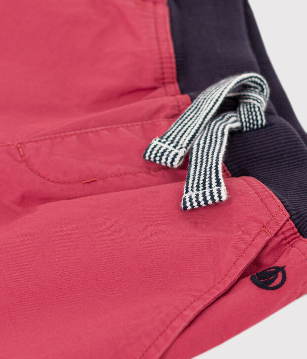 Jongensbermuda met kepering in katoen roze