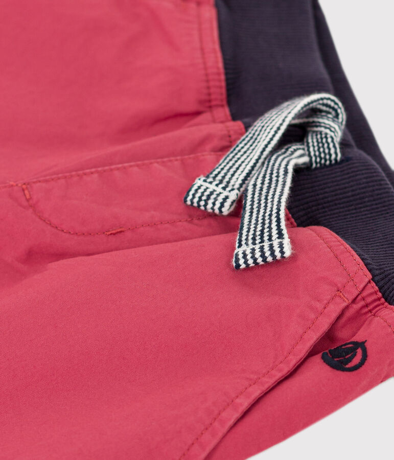 Jongensbermuda met kepering in katoen roze