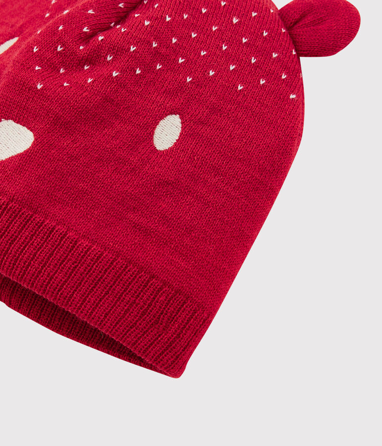 Babymuts van tricot. rood