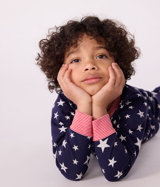 Pyjama enfant en molleton imprimé étoiles bleu SOIR/ MARSHMALLOW