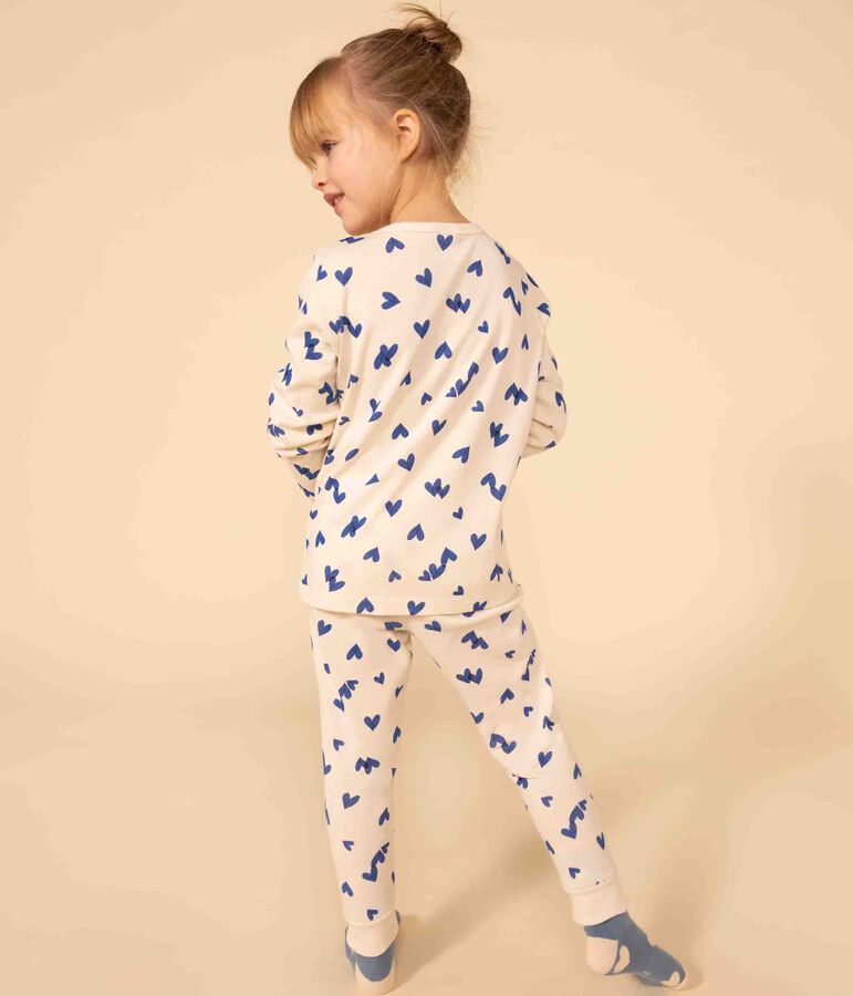 Katoenen pyjama met hart voor kleine meisjes en jongens ecru/multicouleur