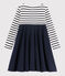 Robe manches longues enfant fille blanc MARSHMALLOW/bleu SMOKING
