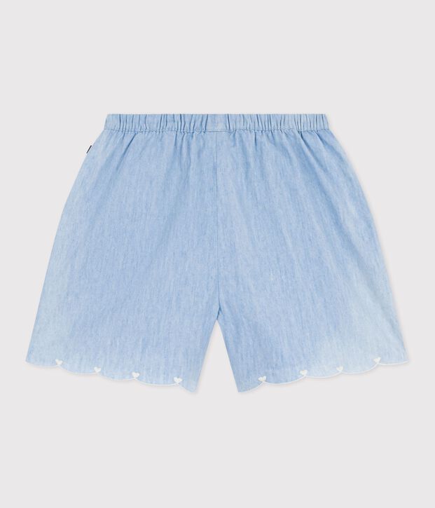Effen katoenen short voor kinderen blauw