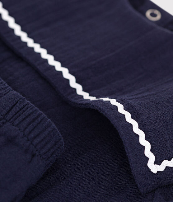 Tweedelig katoenen babysetje met marinedetails blauw SMOKING