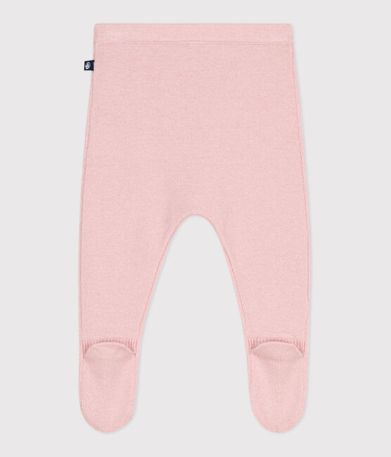 Pantalon bébé en tricot laine et coton rose JOLI