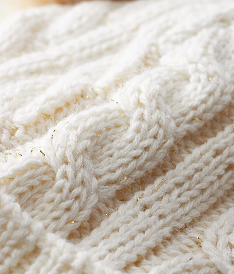 Bonnet enfant fille blanc/jaune