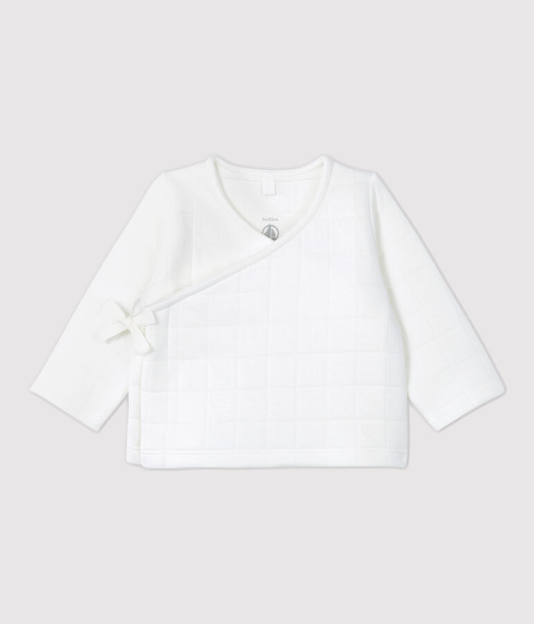 Gewatteerde babycardigan van biologisch katoen wit