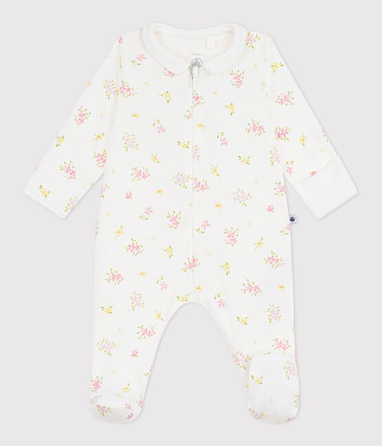 Katoenen babypyjama met bloemenprint wit MARSHMALLOW/wit MULTICO