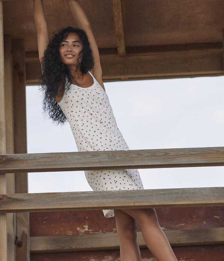 Katoenen babydoll voor dames wit/multicouleur