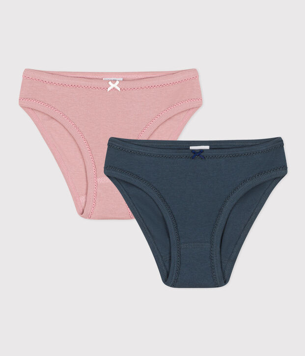 Set van 2 katoenen meisjesslips multicouleur