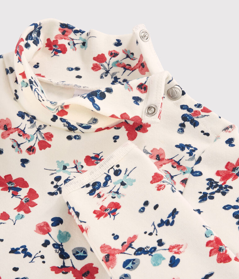 Robe manches longues enfant fille blanc MARSHMALLOW/blanc MULTICO