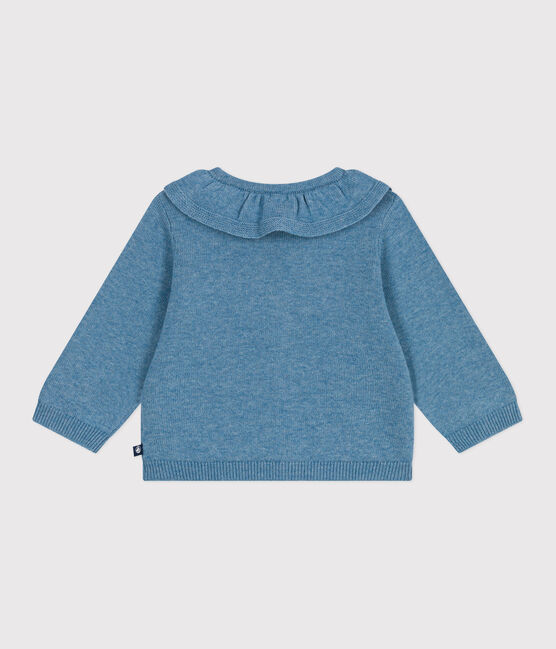 Effen babyvestje in tricot van wol en katoen met kraagje ADRIATIC
