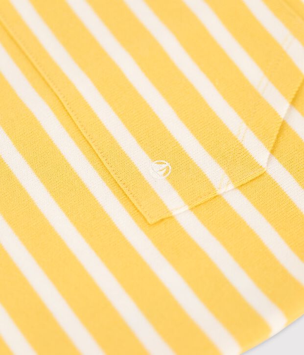 Combinaison courte en jersey &eacute;pais b&eacute;b&eacute; jaune/blanc