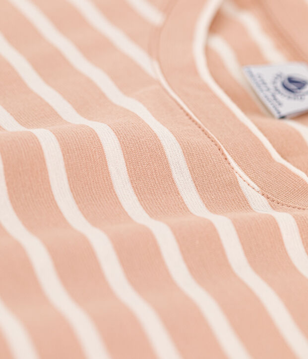 DE STRAIGHT-FIT, T-shirt voor dames met ronde hals in biokatoen beige/ecru