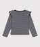 Katoenen T-shirt met lange mouwen en strepen voor kinderen blauw SMOKING/wit MARSHMALLOW