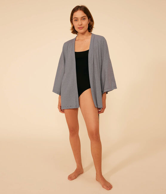 Kimono rayé femme bleu SMOKING/blanc MARSHMALLOW
