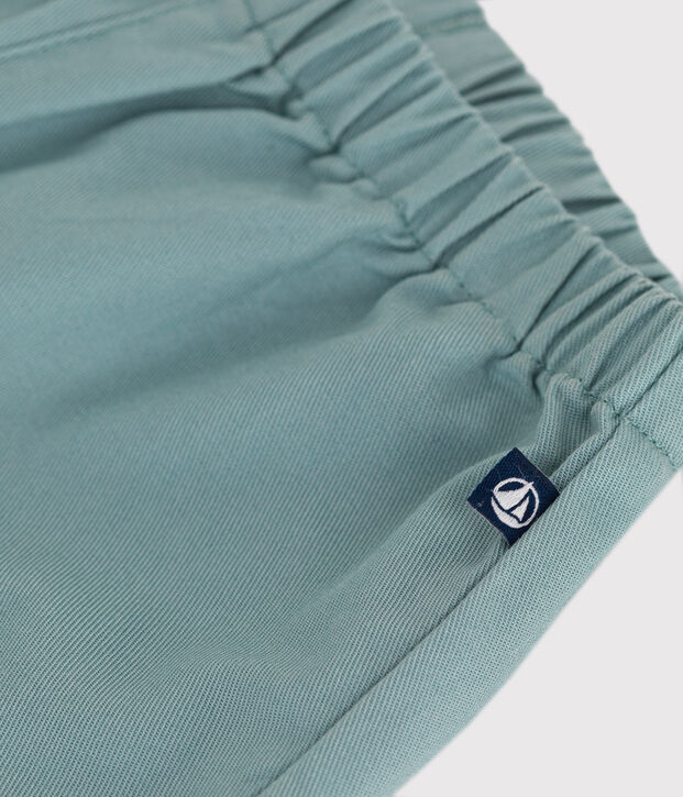 Effen babybroekje van katoen en linnen groen