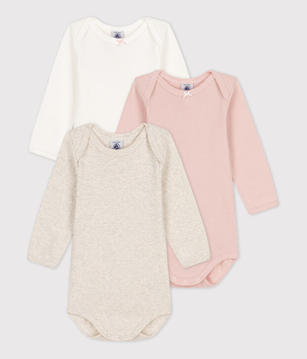 Set van 3 katoenen body's met lange mouwen voor baby's multicouleur