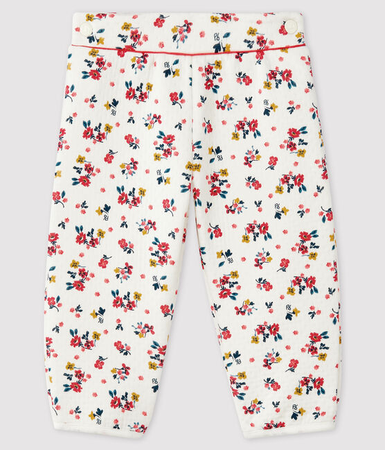 Pantalon bébé fille en tubique blanc MARSHMALLOW/blanc MULTICO