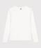 Tee-shirt l'Iconique manches longues en côte unie femme blanc ECUME