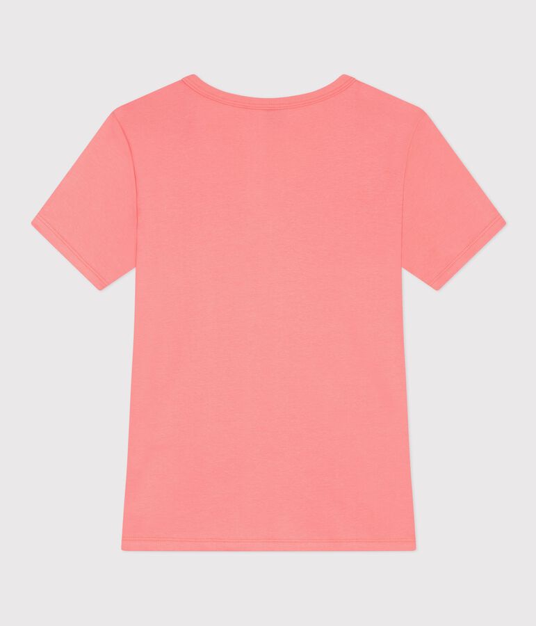 Dames-T-shirt van effen katoen met korte mouwen roze