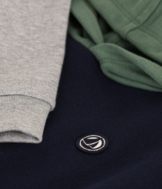 Sweatshirt à capuche en molleton enfant garçon bleu SMOKING/blanc MULTICO