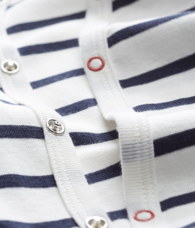 Slaappakje met strepen voor baby van ribstof wit/blauw