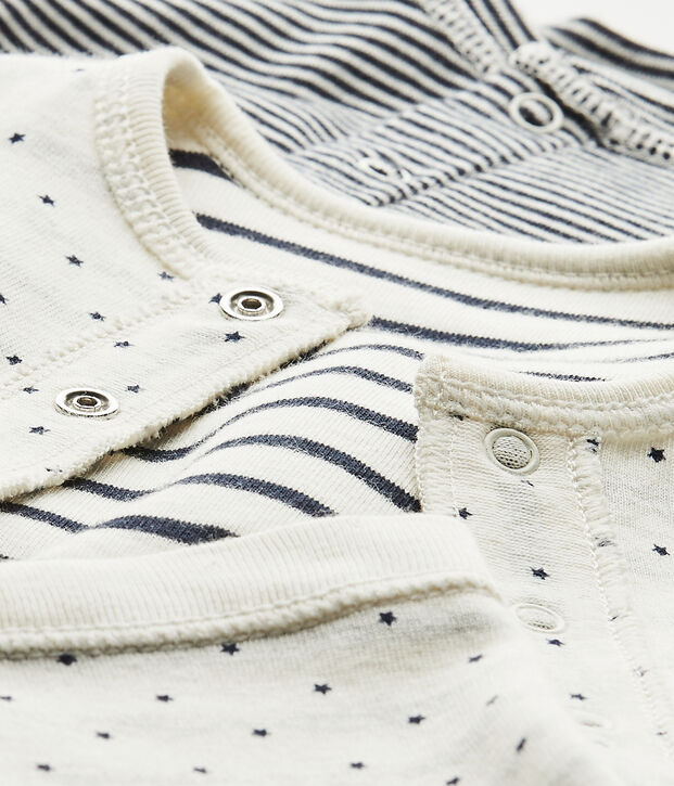 Omkeerbaar driedelig babypakje wit/blauw