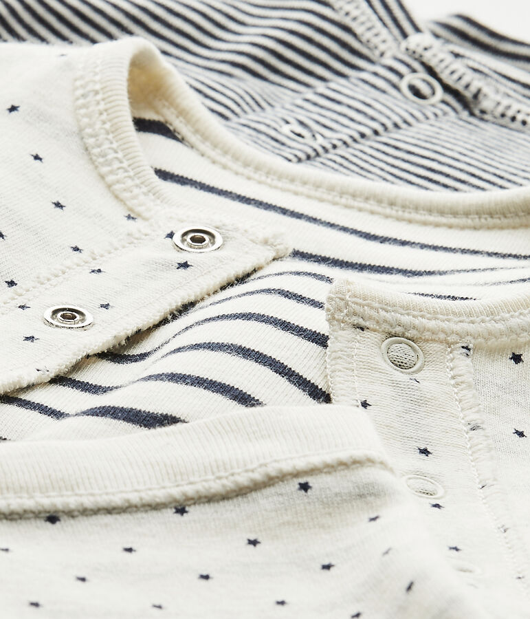 Omkeerbaar driedelig babypakje wit/blauw