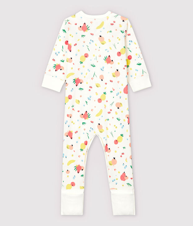 Dors-bien &agrave; pieds amovibles b&eacute;b&eacute; fille en coton blanc/multicouleur