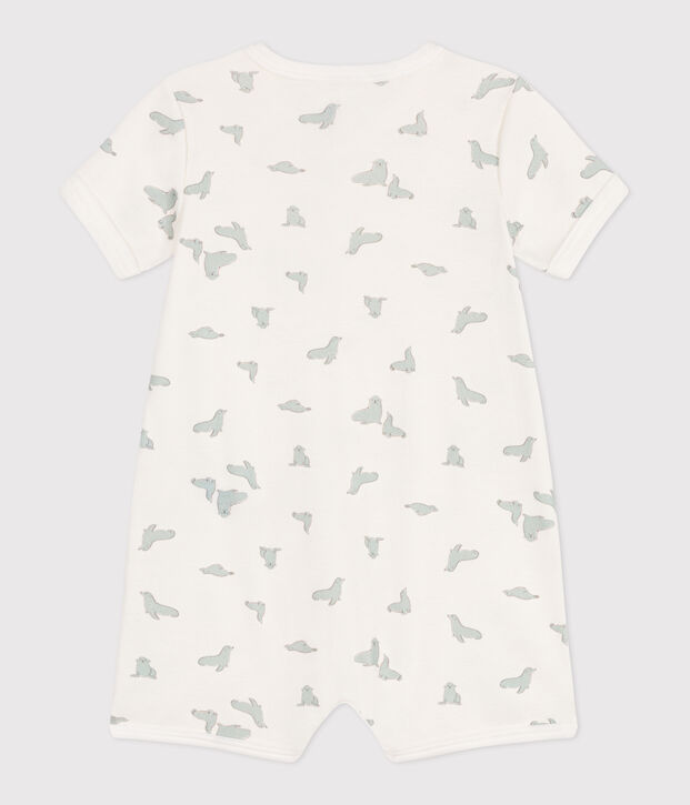 Combinaison courte b&eacute;b&eacute; en coton phoques blanc/multicouleur
