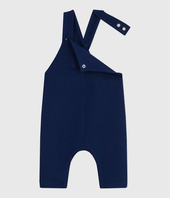 Effen salopette met lange pijpen van katoen voor baby's blauw MEDIEVAL