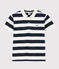 Polo manches courtes en jersey enfant garçon bleu SMOKING/blanc MARSHMALLOW