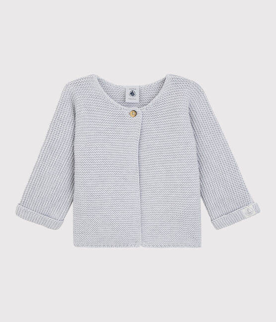 Gebreid vestje uit biokatoen voor baby's grijs POUSSIERE CHINE