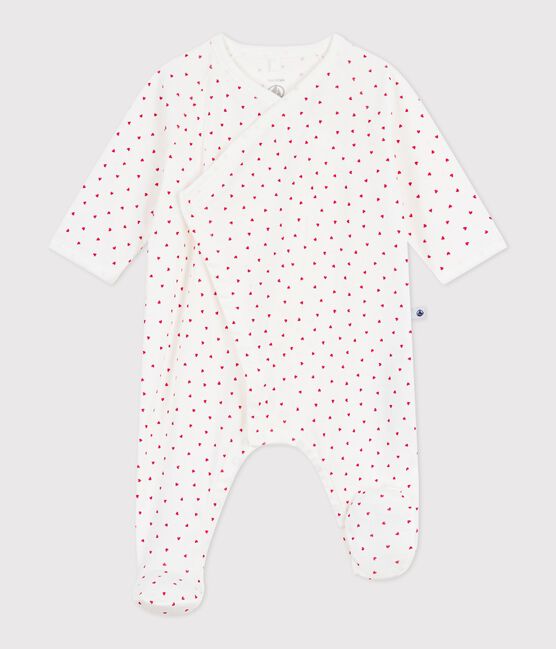 Pyjama bébé en coton petit cœur blanc MARSHMALLOW/rouge TERKUIT