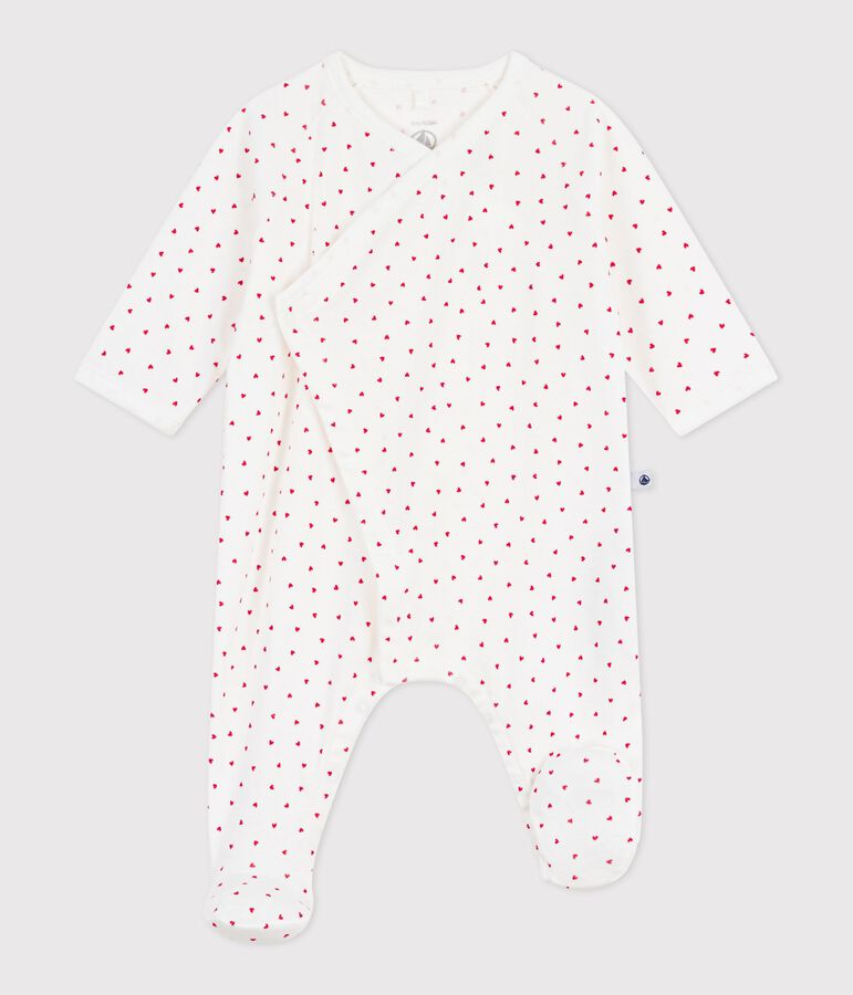Pyjama b&eacute;b&eacute; en coton petit c&oelig;ur blanc/rouge